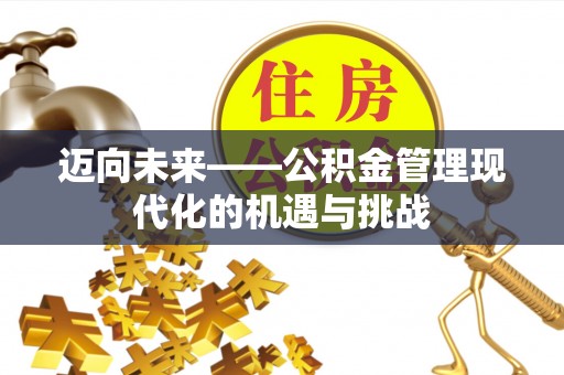 玉东迈向未来——公积金管理现代化的机遇与挑战